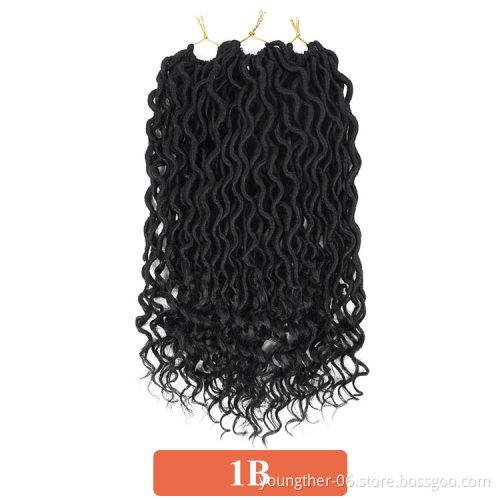 18Inch Curly Goddess Faux Locs Looped Dreadlocks Twist Ombre Color Faux Locs Braids 100g Soft Wavy Faux Locs Crochet Braids Hair